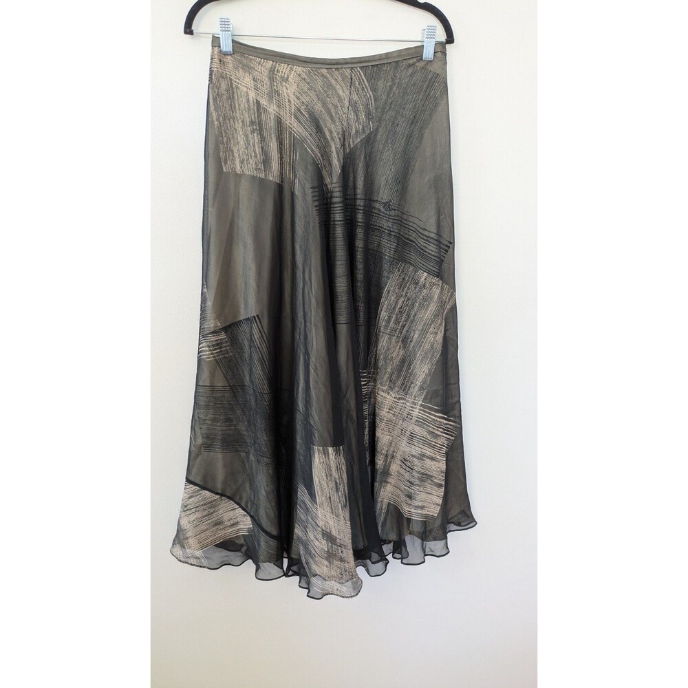 Silk Maxi Skirt Sz 10 A-line Flared Fairy Grunge Whimsigoth Dark Romantic Flowy